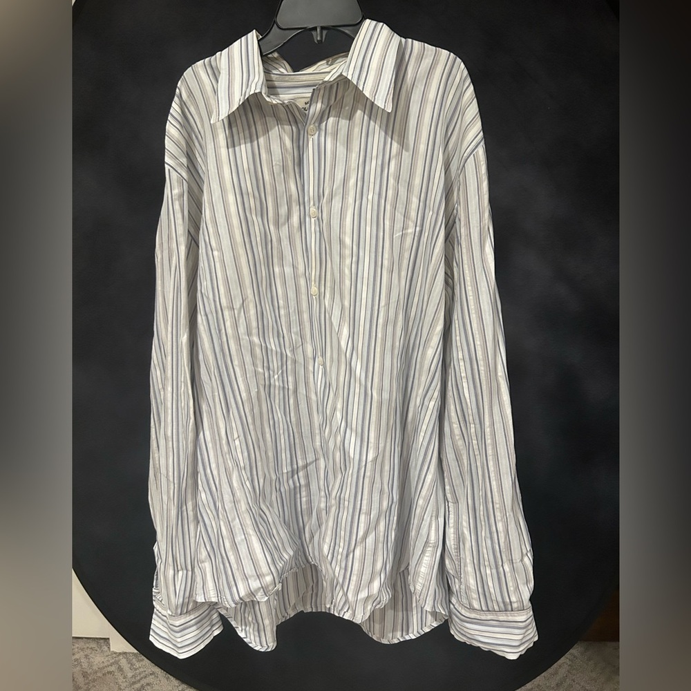 VTG Ralph Lauren Polo Jeans Co. Men's Blue and White Striped Shirt 100% cotton